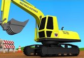 Trucks for children kids. Construction game: Crawler excavator