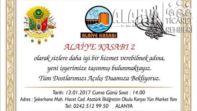 Alaiye kasabı hacet şubesini yeniledi , açılış var